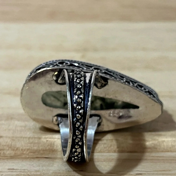 925 STAMPED STERLING SILVER OVERLAY PREHNITE GEMSTONE SIZE 7.75 - Picture 8 of 8